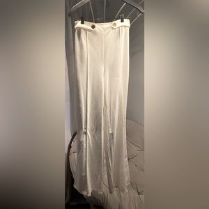 White semi sheer pants